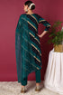 Plus Size Navy Blue Viscose Rayon Leheriya Printed Yoke Design Straight Suit Set